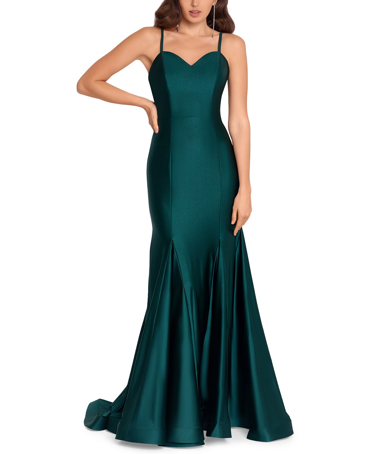 Macy's Juniors strappy-back Mermaid Gown Hunter color