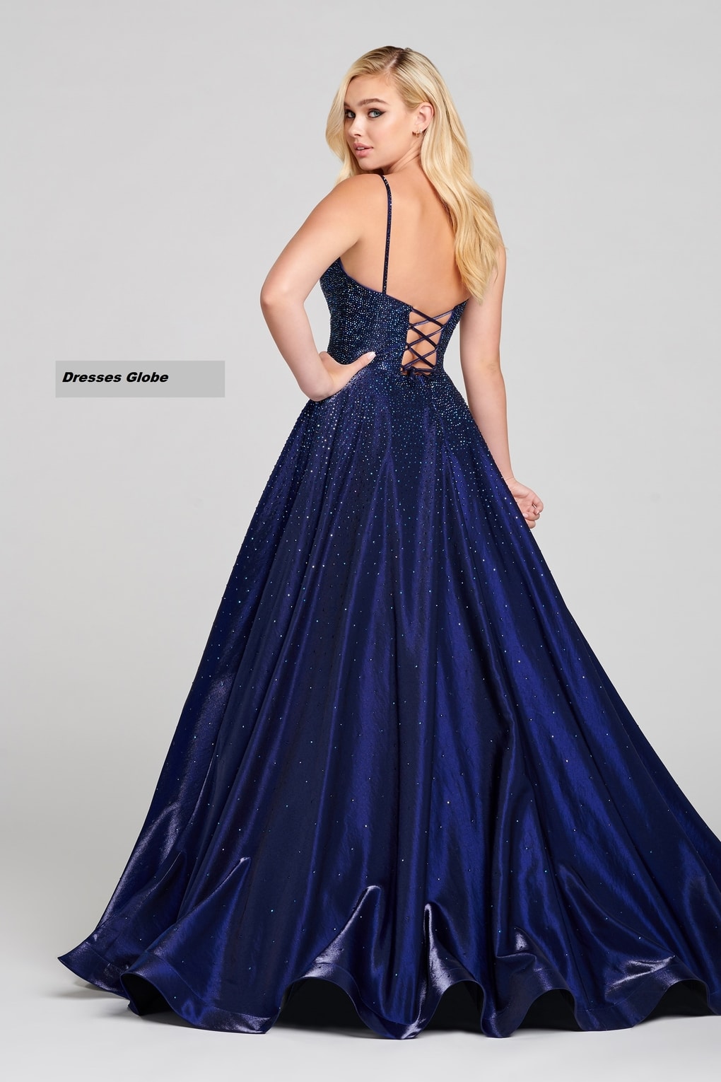 Blue color prom dress black-dress