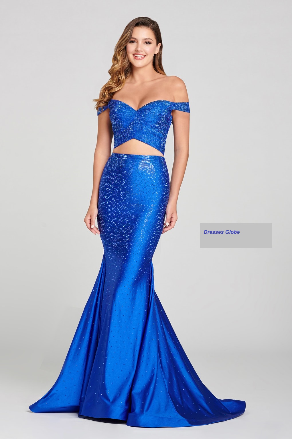 Royal Blue Prom Dress off-shoulder