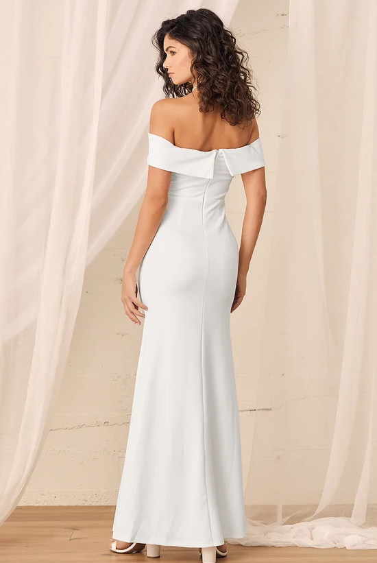 White Off-the-Shoulder Maxi Dress