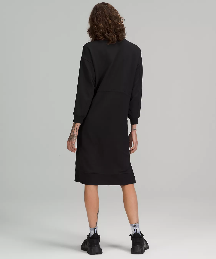 Lulu Lemon Black  Modal Fleece Funnel-Neck Dress-backside