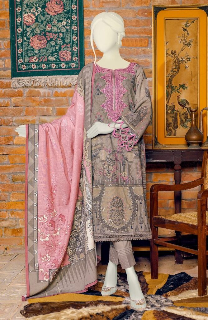 MTJ CHALFONT EMBROIDERED PRINTED KHADDAR UNSTITCHED