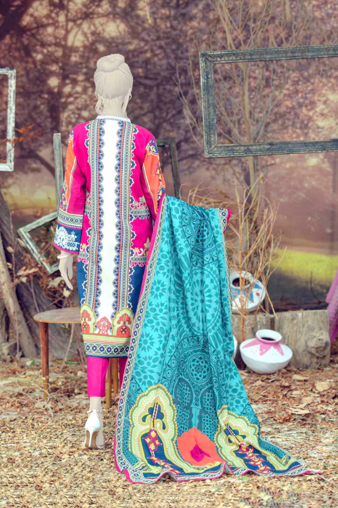 MEHRAB EMBROIDERED STITCHED 3PC SUIT Backside
